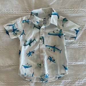 Carters Baby Boy button down shirt with shark pattern - size months